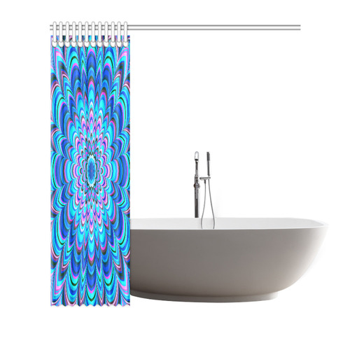 Vibrant blue striped mandala Shower Curtain 72"x72"