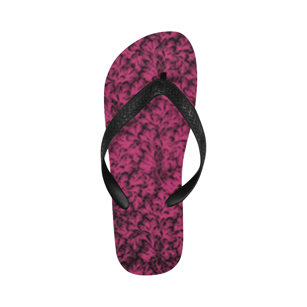 Pink Yarrow Leaf Flip Flops for Men/Women (Model 040)
