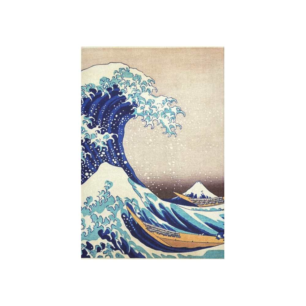 Great Wave Off Kanagawa Katsushika Hokusai Cotton Linen Wall Tapestry 40"x 60"