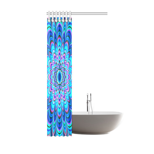 Neon blue striped mandala Shower Curtain 36"x72"