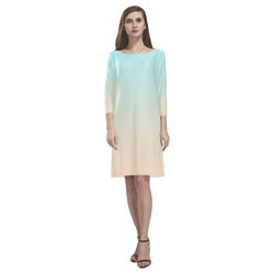 Pale Turquoise Tropical Paradise Island Ibiza Balearic Beach Rhea Loose Round Neck Dress(Model D22)