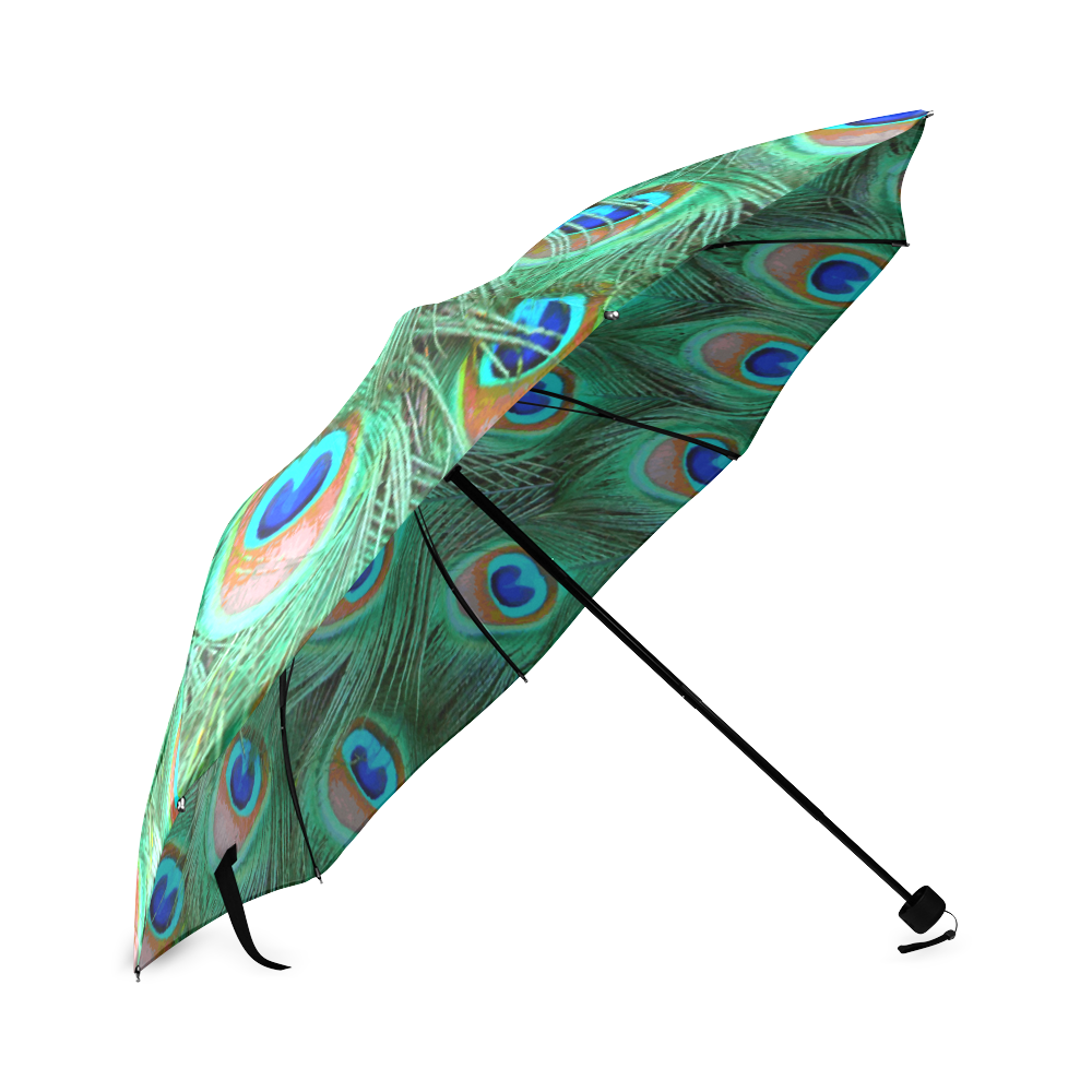Peacock Feathers Watercolor Foldable Umbrella (Model U01)