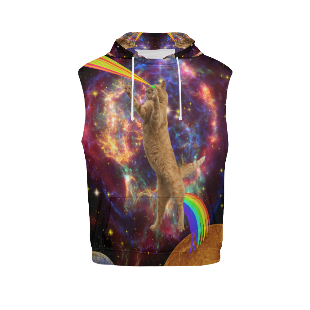 cat space All Over Print Sleeveless Hoodie for Men (Model H15)