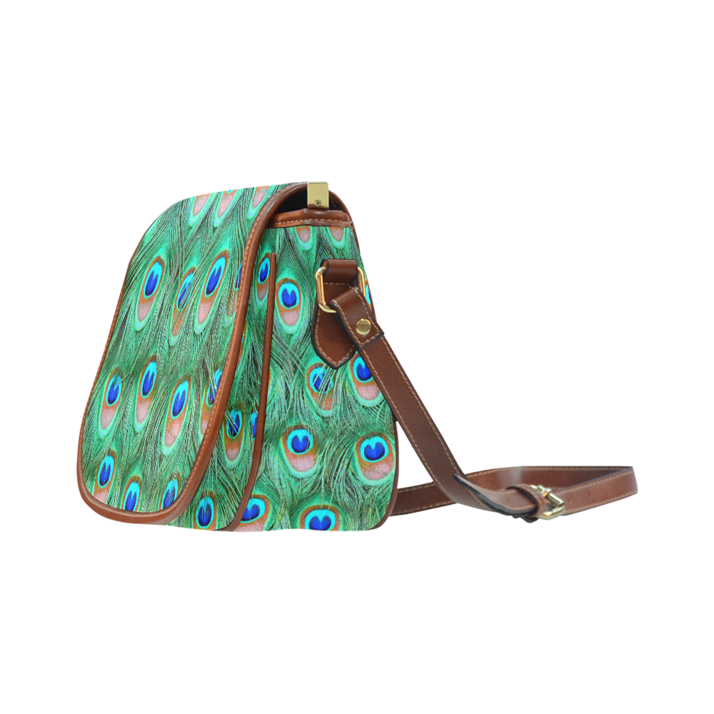 Peacock Feathers Watercolor Saddle Bag/Small (Model 1649) Full Customization