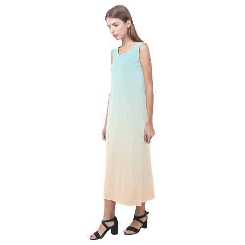 Pale Turquoise Tropical Paradise Ibiza Island Phaedra Sleeveless Open Fork Long Dress (Model D08)