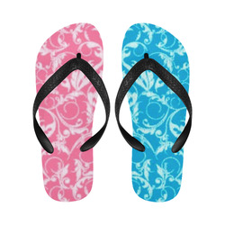 Pink and Blue Swirls Flip Flops for Men/Women (Model 040)