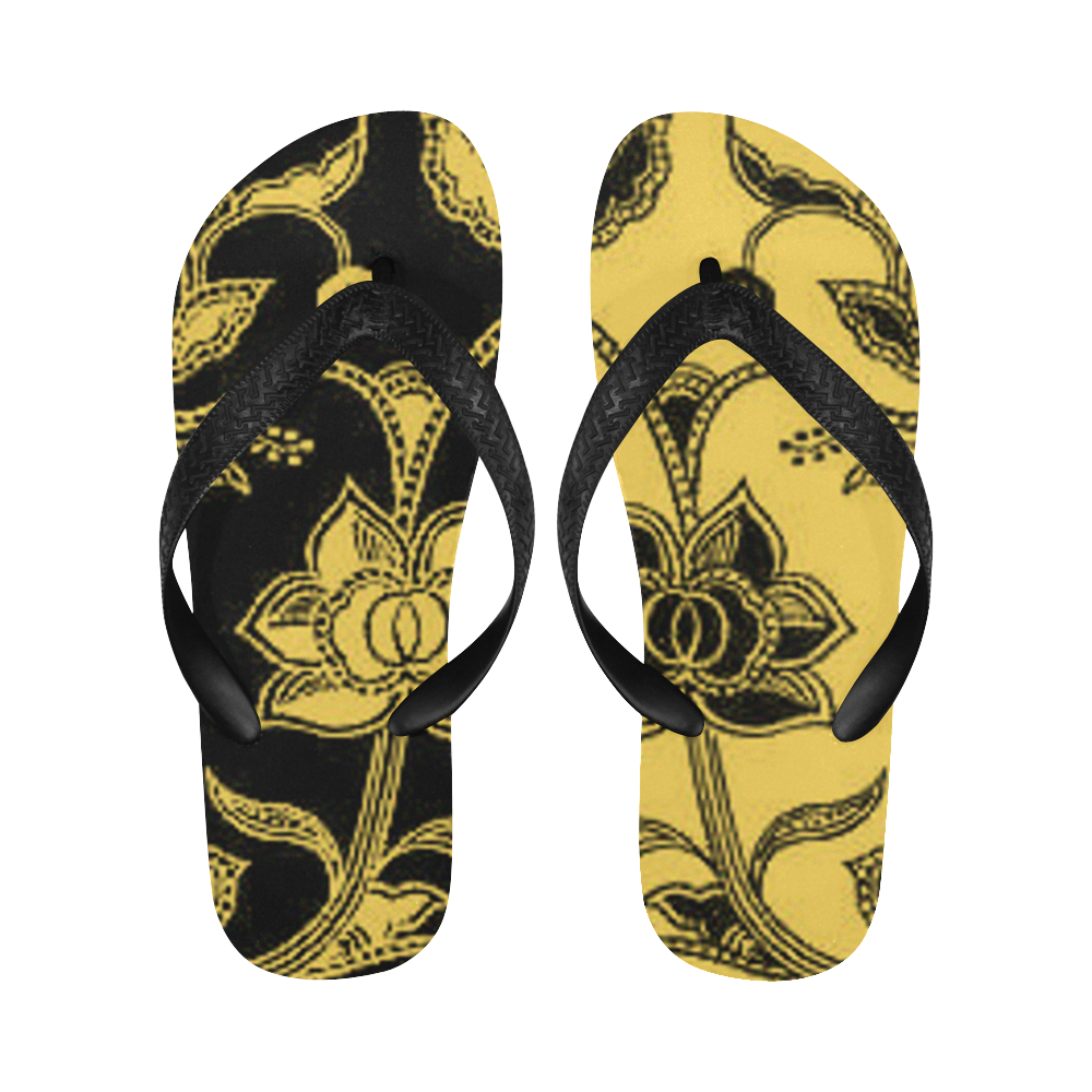 Primrose Yellow Floral Flip Flops for Men/Women (Model 040)