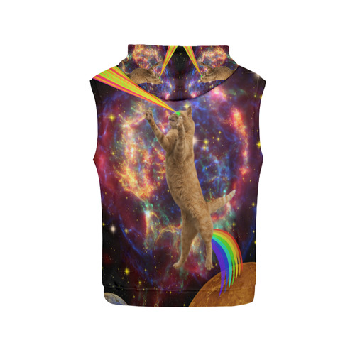 cat space All Over Print Sleeveless Hoodie for Men (Model H15)