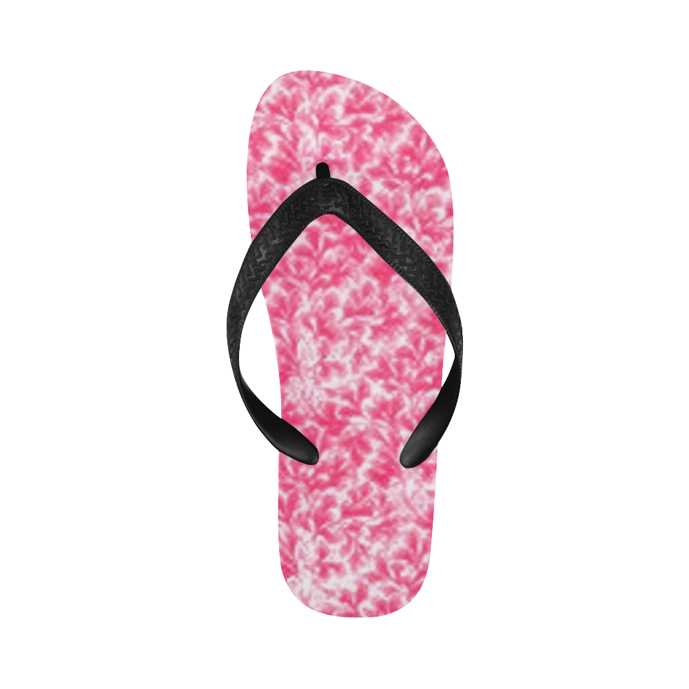 Pink Leaf Flip Flops for Men/Women (Model 040)