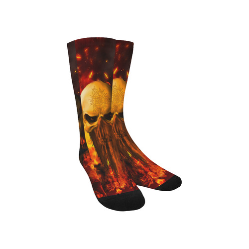 Amazing skull with fire Crew Socks