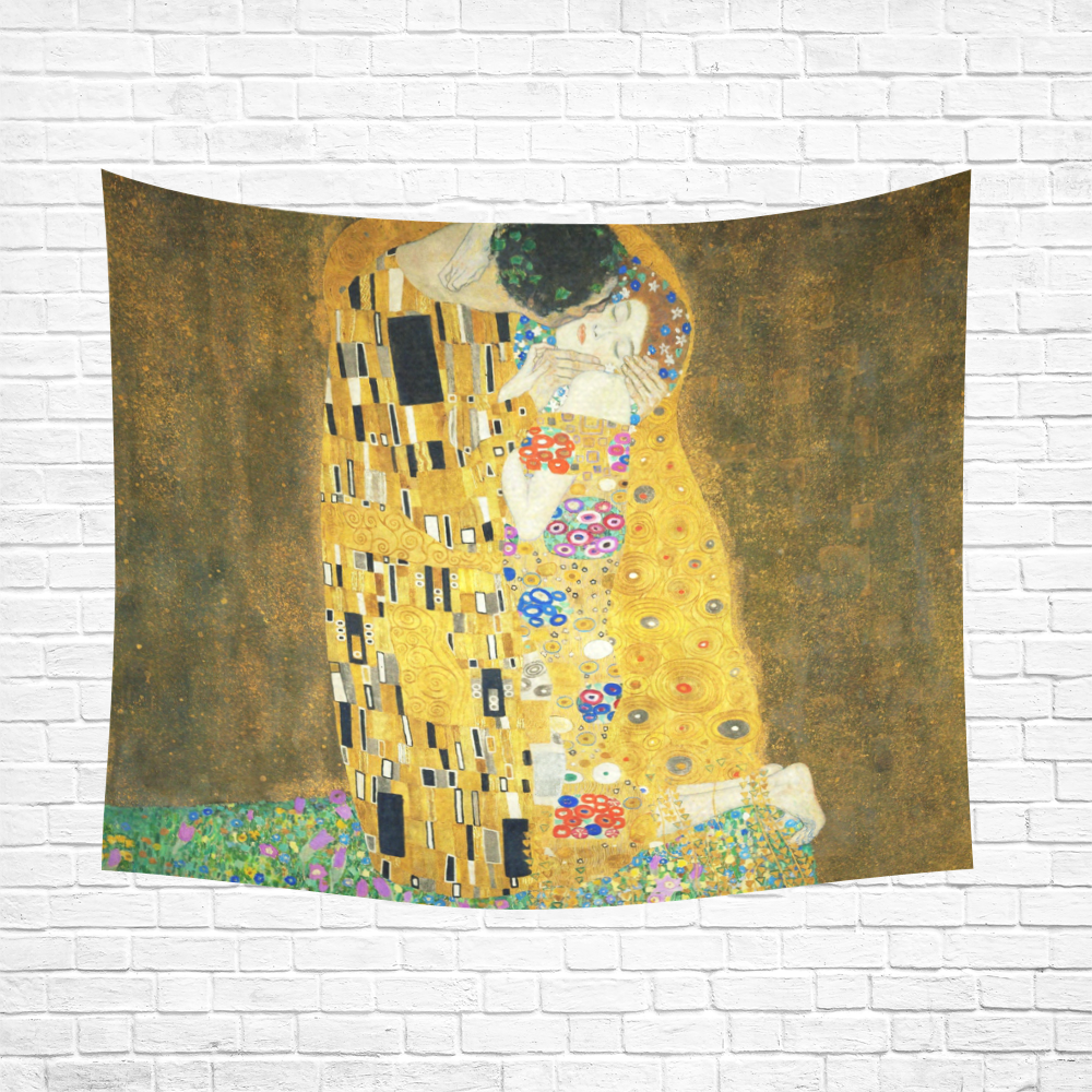 Gustav Klimt The Kiss Cotton Linen Wall Tapestry 60"x 51"
