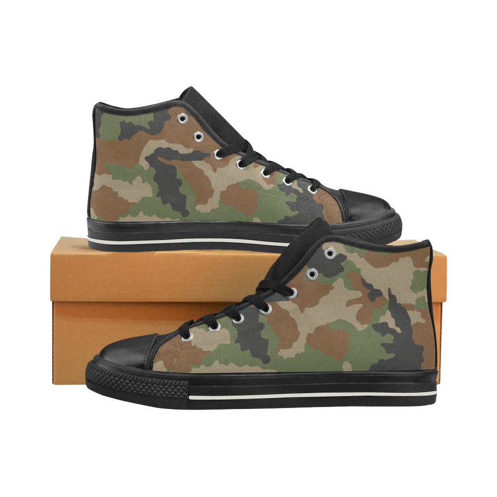 CAMOUFLAGE WOODLAND High Top Canvas Shoes for Kid (Model 017)