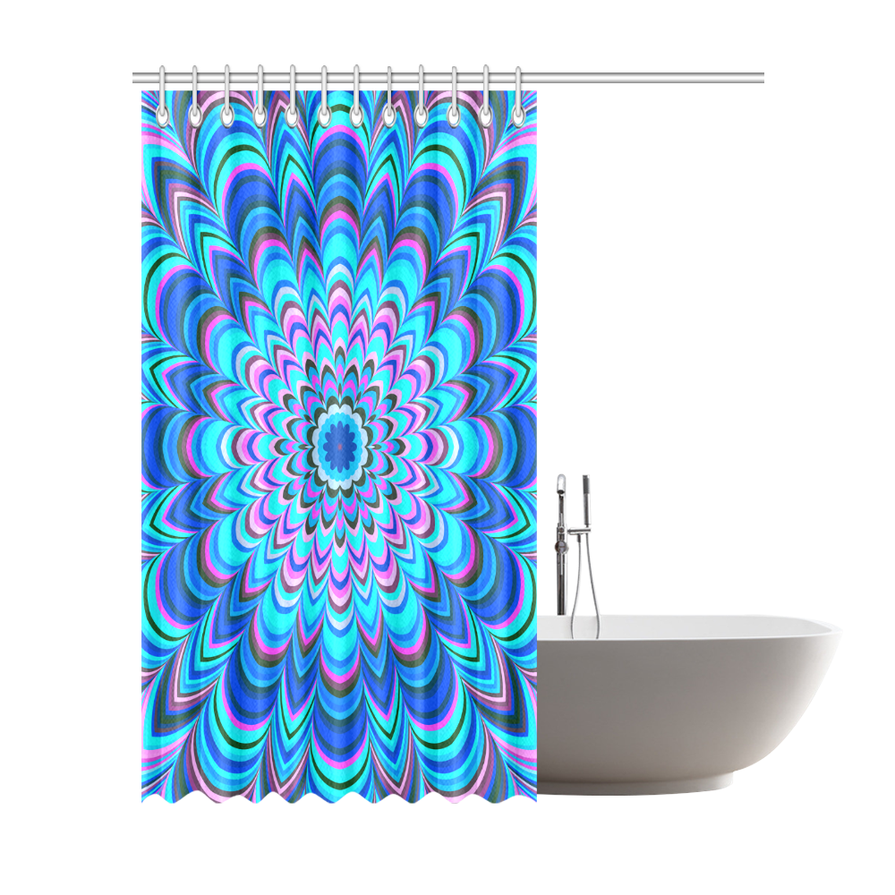 Vibrant blue striped mandala Shower Curtain 72"x84"