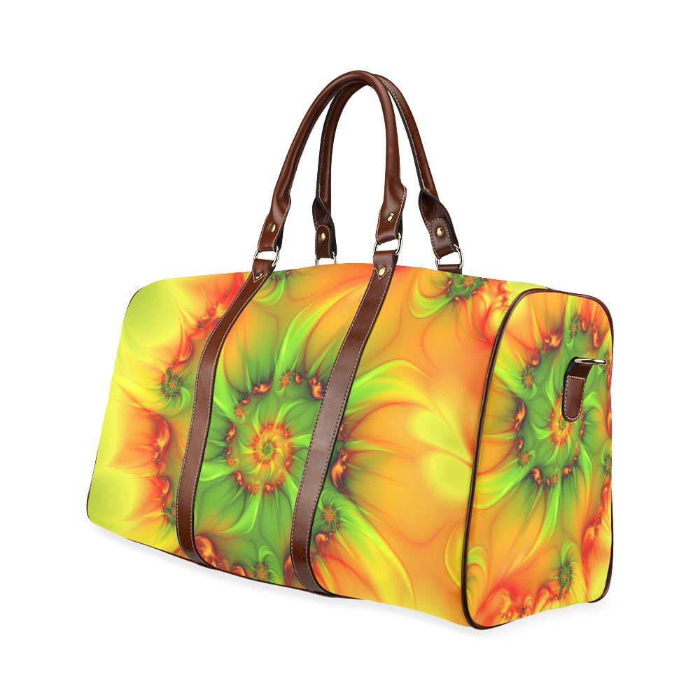 Hot Summer Green Orange Abstract Colorful Fractal Waterproof Travel Bag/Small (Model 1639)