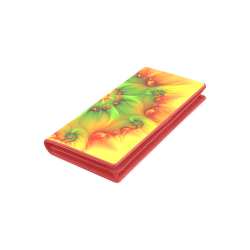 Hot Summer Green Orange Abstract Colorful Fractal Women's Leather Wallet (Model 1611)