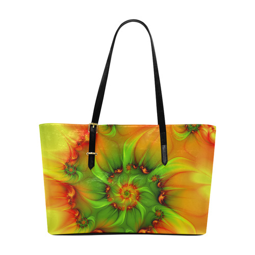 Hot Summer Green Orange Abstract Colorful Fractal Euramerican Tote Bag/Large (Model 1656)