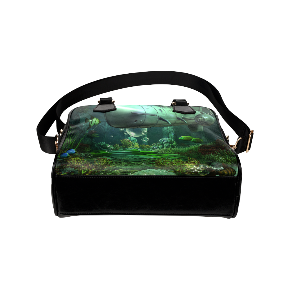 Awesome submarine with orca Shoulder Handbag (Model 1634)