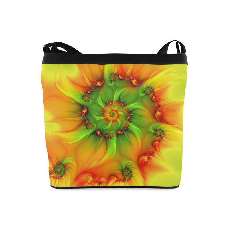 Hot Summer Green Orange Abstract Colorful Fractal Crossbody Bags (Model 1613)