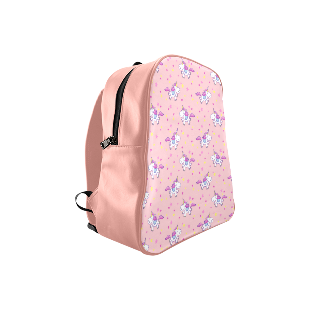 Cute Pink Unicorn Pattern Stars School Backpack (Model 1601)(Small)