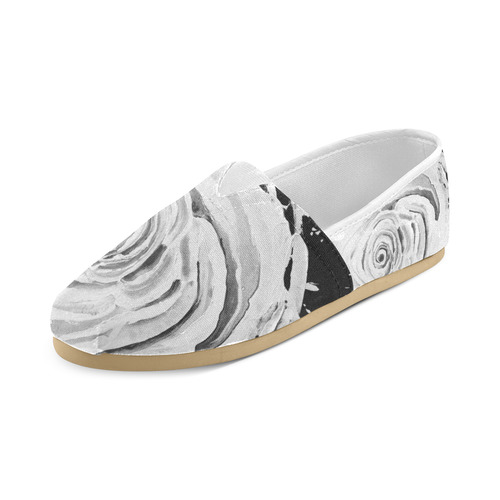 ROSES ARE PINK Black and White Unisex Casual Shoes (Model 004)