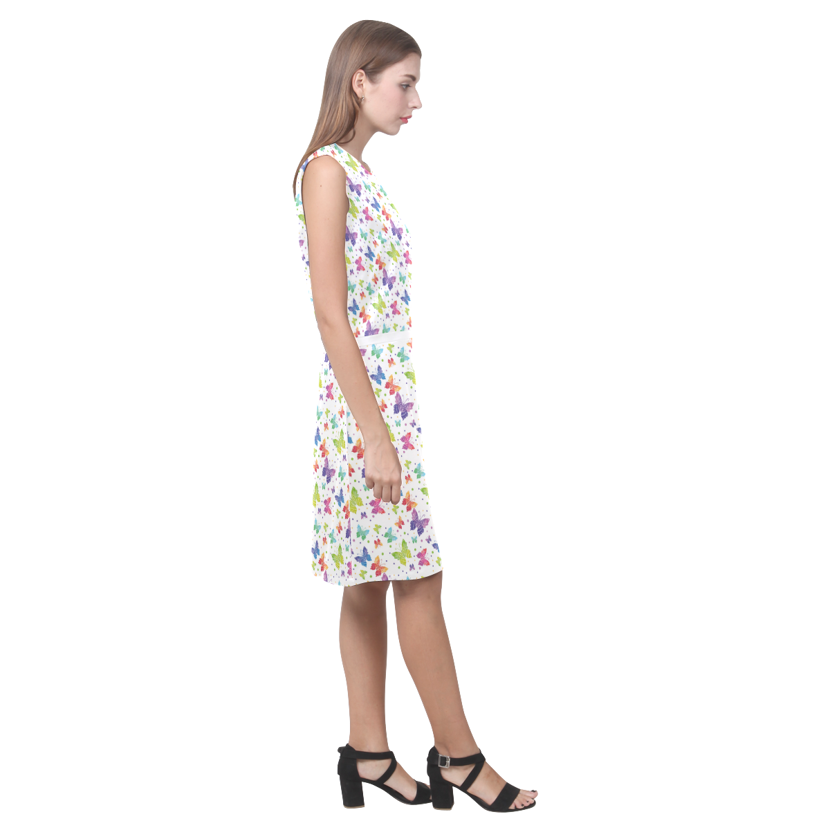 Colorful Butterflies Eos Women's Sleeveless Dress (Model D01)