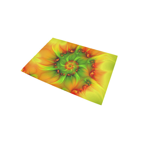 Hot Summer Green Orange Abstract Colorful Fractal Area Rug 5'x3'3''