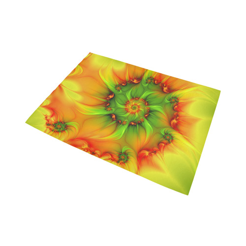 Hot Summer Green Orange Abstract Colorful Fractal Area Rug7'x5'