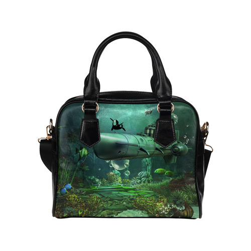 Awesome submarine with orca Shoulder Handbag (Model 1634)