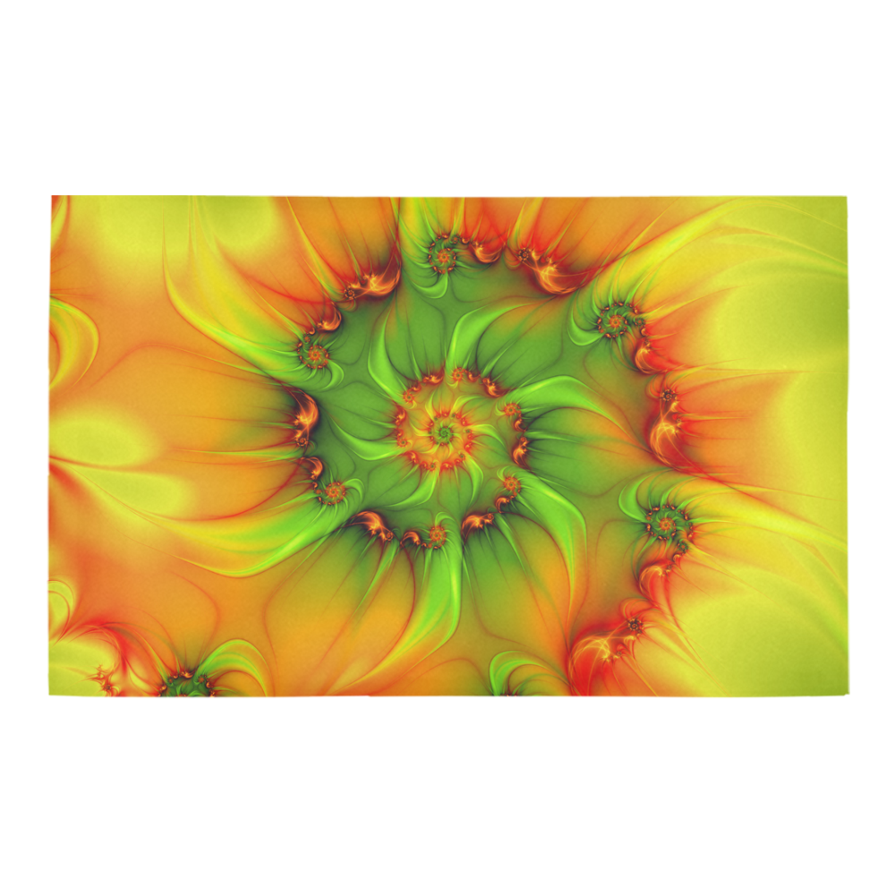 Hot Summer Green Orange Abstract Colorful Fractal Bath Rug 20''x 32''
