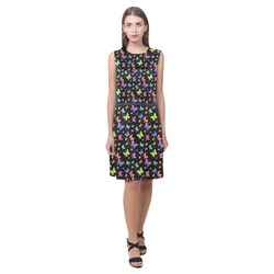 Colorful Butterflies Black Edition Eos Women's Sleeveless Dress (Model D01)