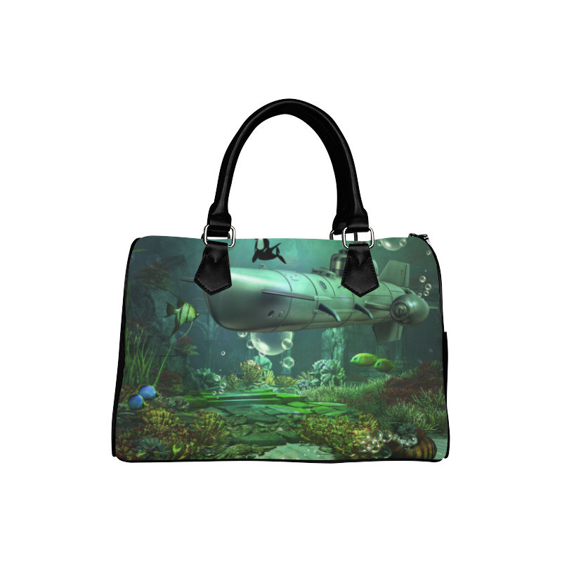 Awesome submarine with orca Boston Handbag (Model 1621)