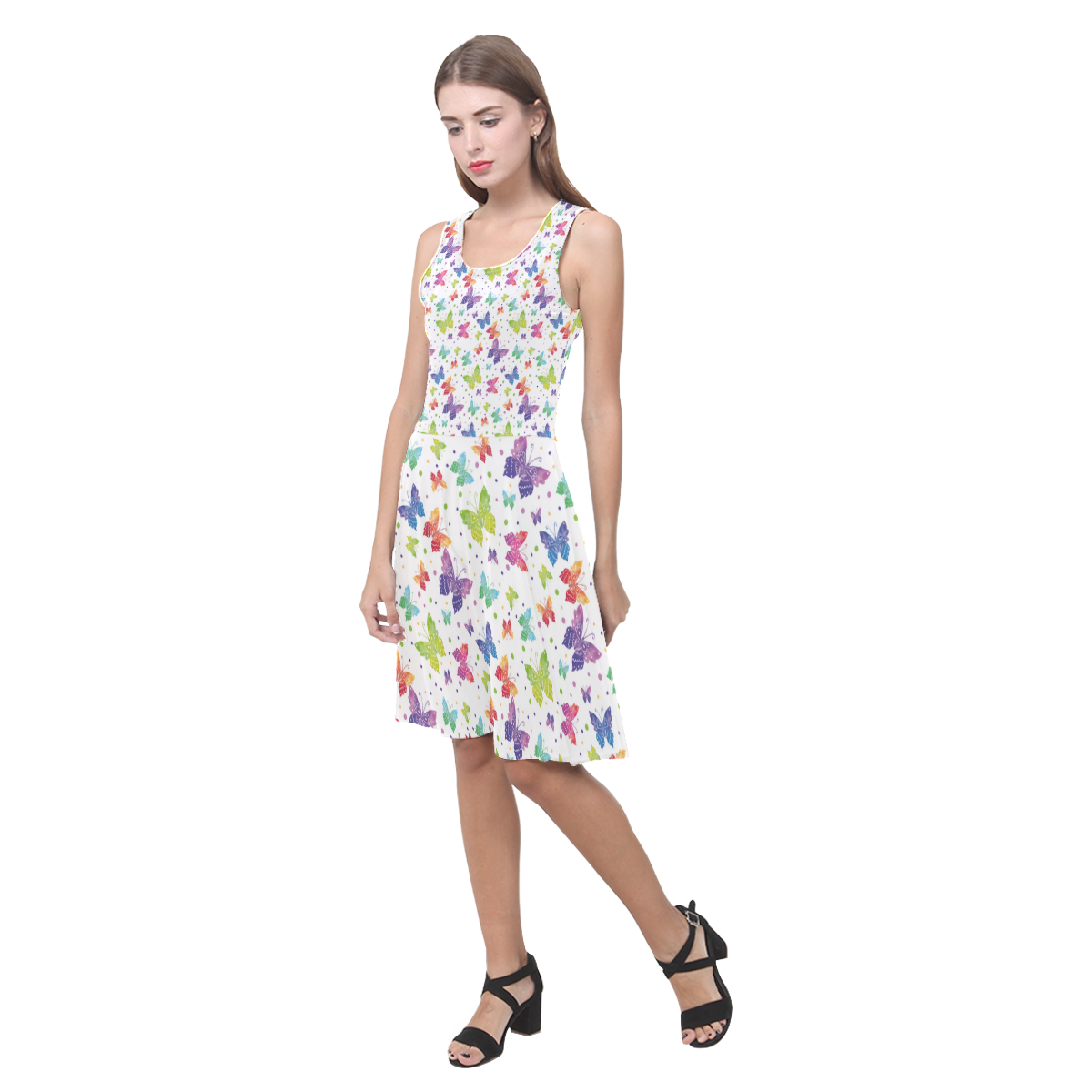 Colorful Butterflies Atalanta Casual Sundress(Model D04)