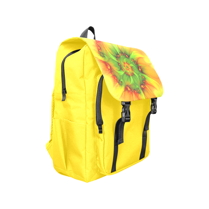 Hot Summer Green Orange Abstract Colorful Fractal Casual Shoulders Backpack (Model 1623)