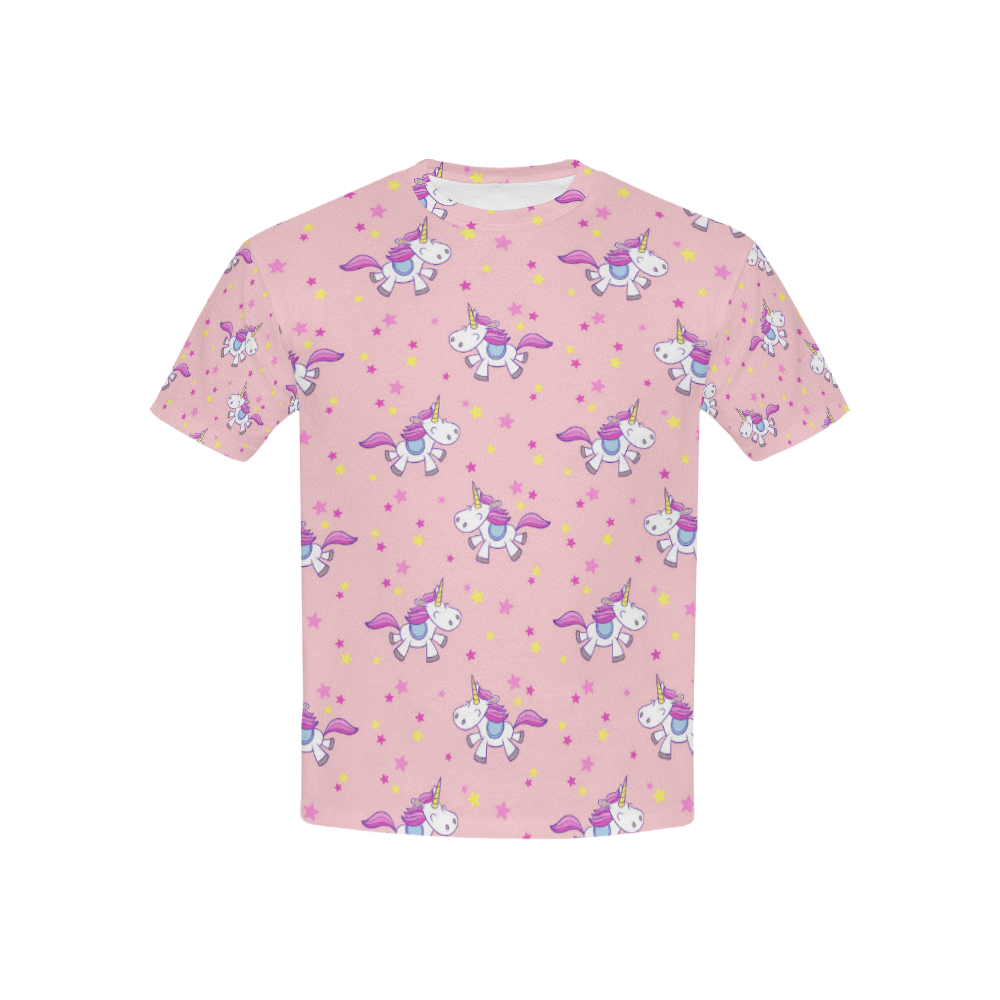 Cute Pink Unicorn Pattern Stars Kids' All Over Print T-shirt (USA Size) (Model T40)