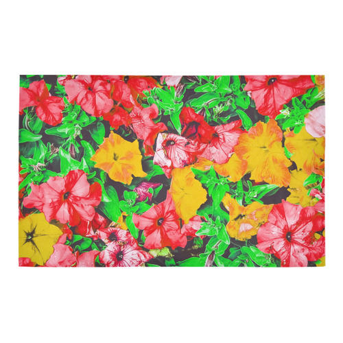closeup flower abstract background in pink red yellow with green leaves Bath Rug 20''x 32''