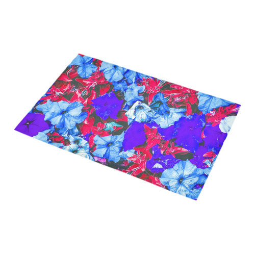 closeup flower texture abstract in blue purple red Bath Rug 16''x 28''
