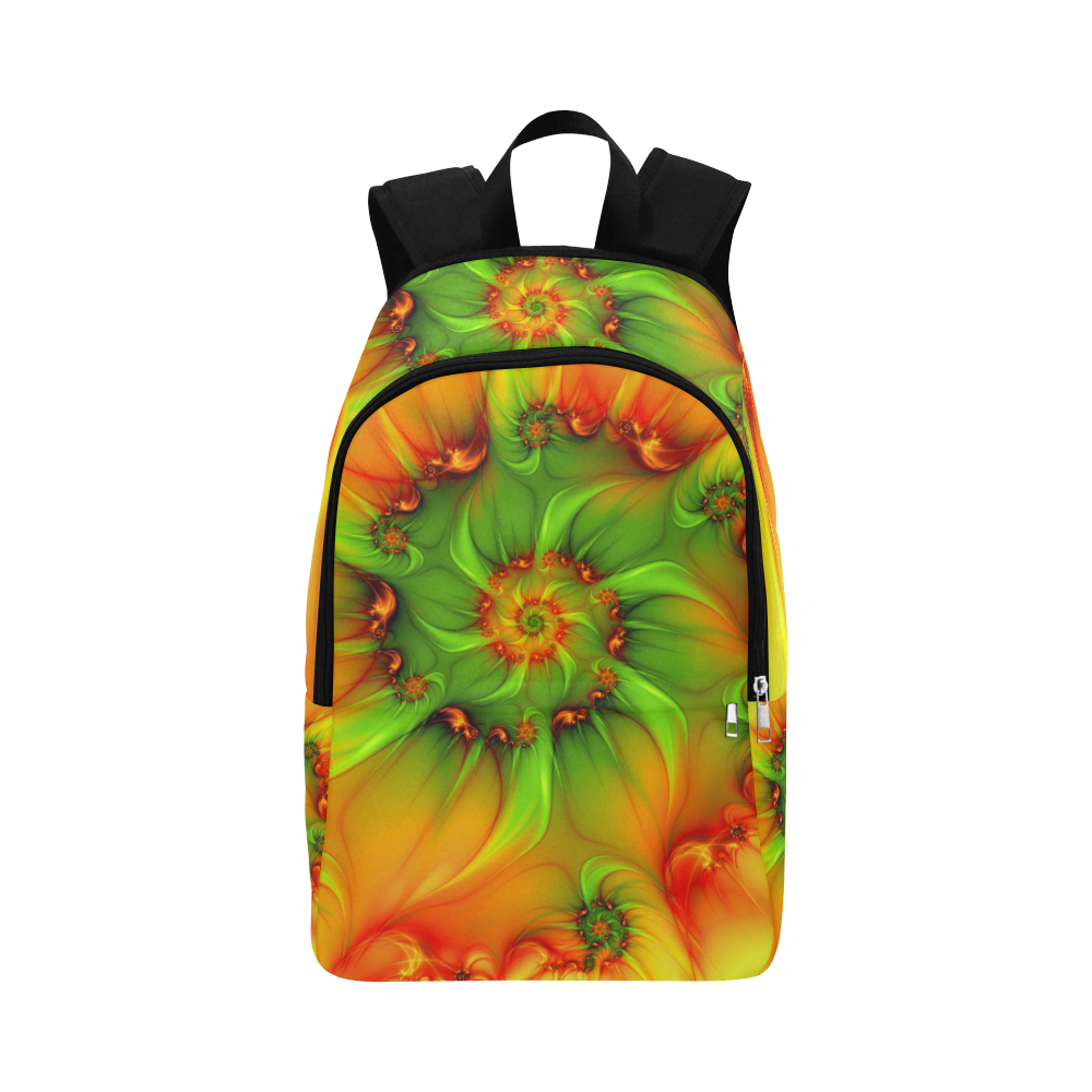 Hot Summer Green Orange Abstract Colorful Fractal Fabric Backpack for Adult (Model 1659)