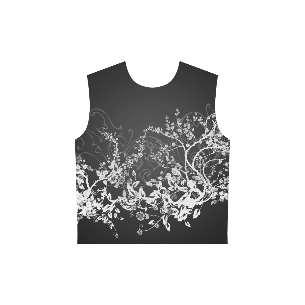 Flowers in black and white All Over Print Sleeveless Hoodie for Women (Model H15)