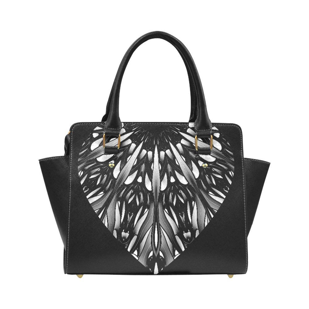 Black and white gothic heart Classic Shoulder Handbag (Model 1653)