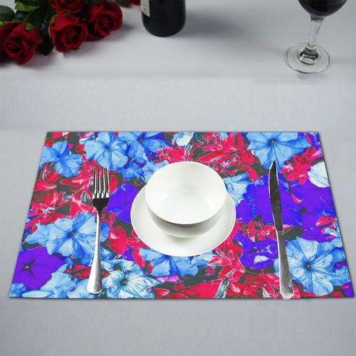 closeup flower texture abstract in blue purple red Placemat 12''x18''