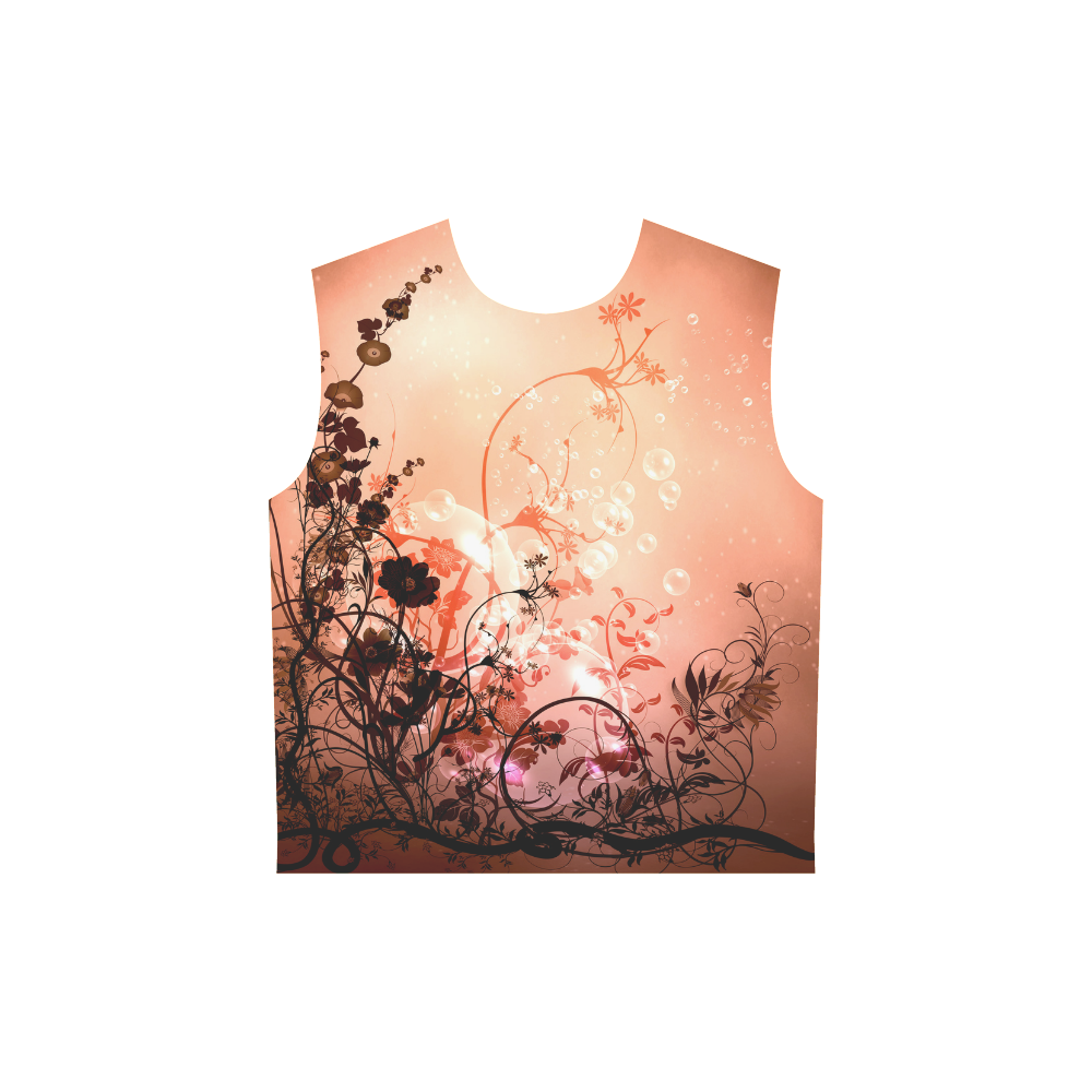 Beautiful flowers on purple background All Over Print Sleeveless Hoodie for Women (Model H15)