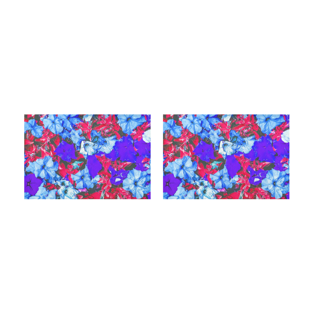 closeup flower texture abstract in blue purple red Placemat 12’’ x 18’’ (Set of 2)