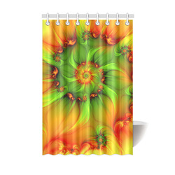 Hot Summer Green Orange Abstract Colorful Fractal Shower Curtain 48"x72"
