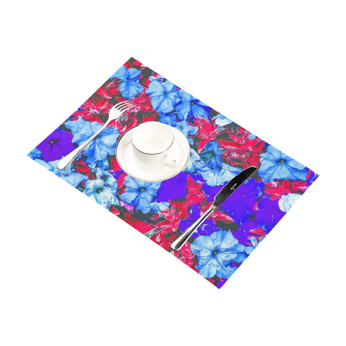 closeup flower texture abstract in blue purple red Placemat 12’’ x 18’’ (Set of 2)