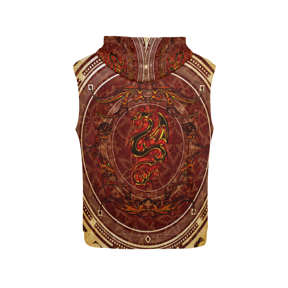 Awesome draogn, red colors All Over Print Sleeveless Hoodie for Men (Model H15)