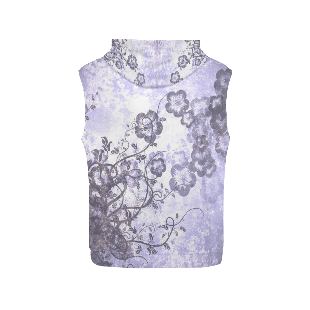 Wonderful flowers in soft purple colors All Over Print Sleeveless Hoodie for Men (Model H15)