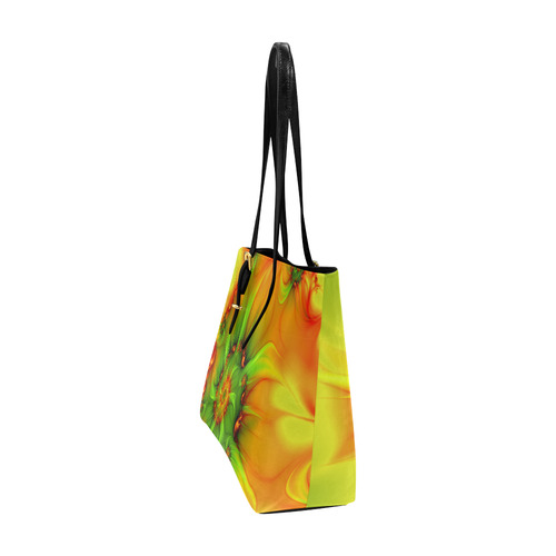 Hot Summer Green Orange Abstract Colorful Fractal Euramerican Tote Bag/Large (Model 1656)