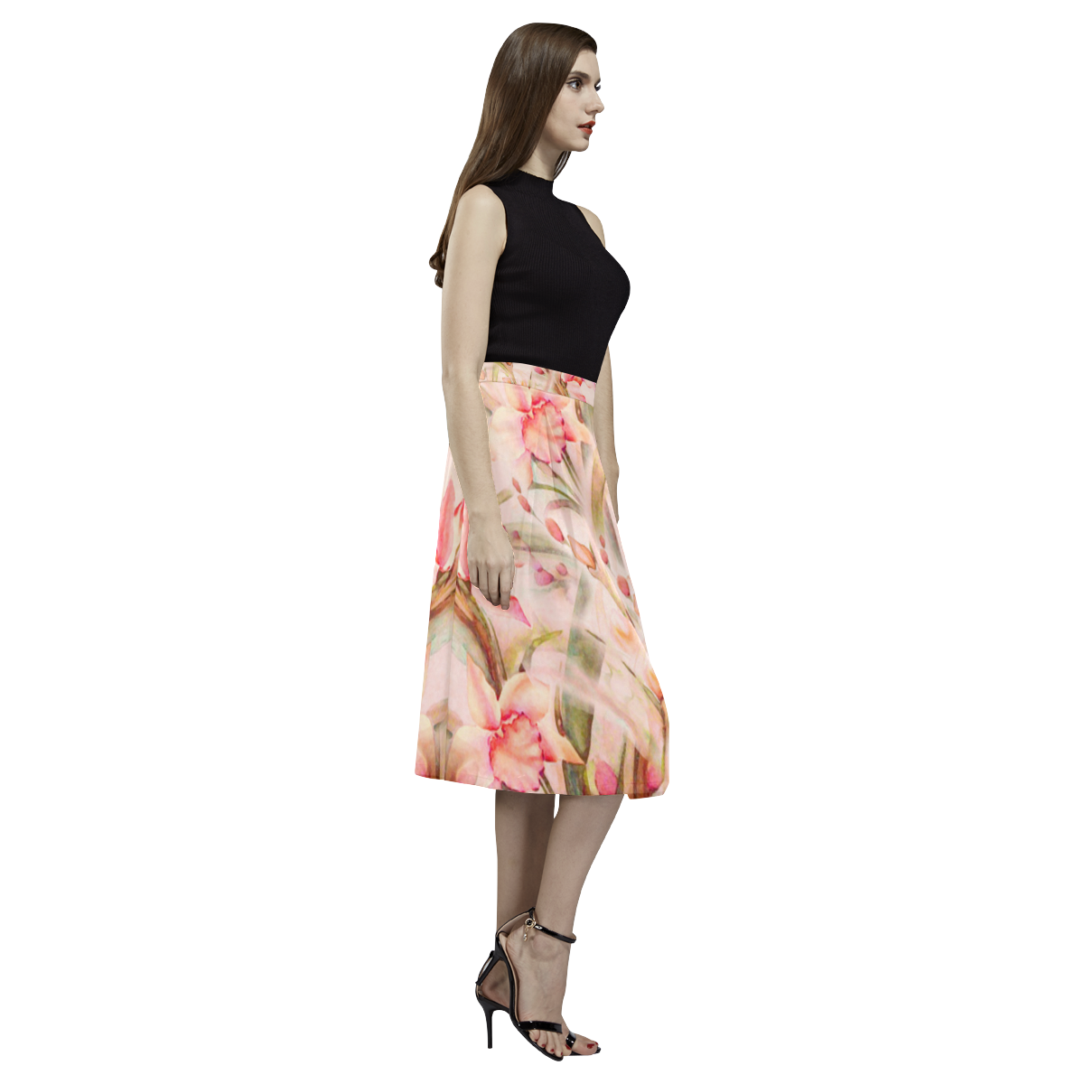 Peach Orchid Aoede Crepe Skirt (Model D16)