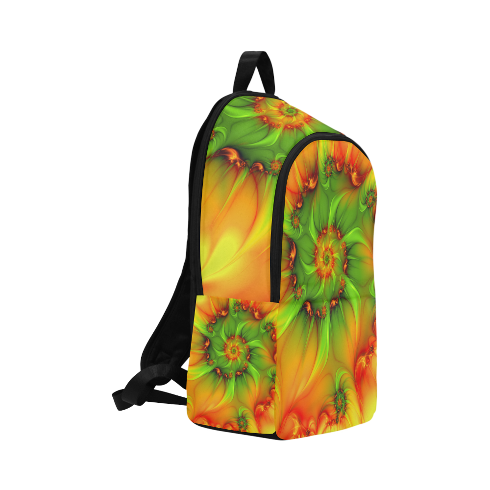Hot Summer Green Orange Abstract Colorful Fractal Fabric Backpack for Adult (Model 1659)