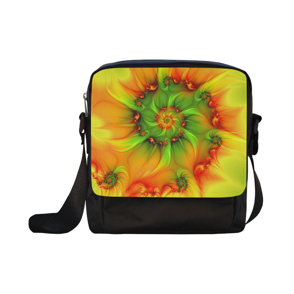 Hot Summer Green Orange Abstract Colorful Fractal Crossbody Nylon Bags (Model 1633)